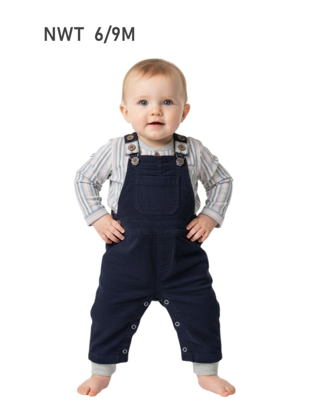 Me & Henry Navy Corduroy Overall - Lightweight and Soft Cotton - size 6/9M
